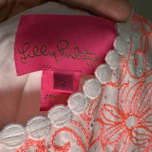 Lilly Pulitzer Ellen Embroidered Lasercut Dress Size 2 - Picture 2 of 15
